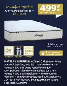 BUT Matelas supérieur 140x190 cm, soutien ferme offre