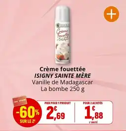 Coccinelle Supermarché Crème fouettée isigny sainte mère offre
