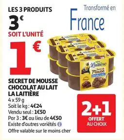 Auchan LA LAITIÈRE Secret de mousse chocolat au lait offre