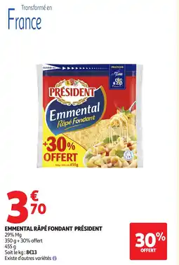 Auchan PRÉSIDENT Emmental râpé fondant offre