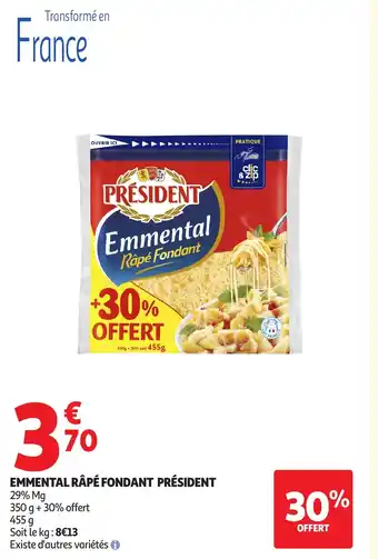 Auchan PRÉSIDENT Emmental râpé fondant offre