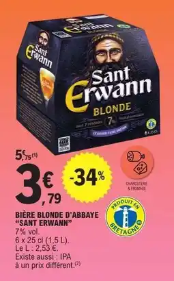 E.Leclerc BIÈRE BLONDE D'ABBAYE “SANT ERWANN” offre