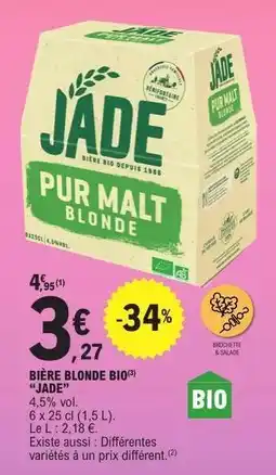 E.Leclerc BIÈRE BLONDE BIO JADE offre