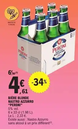 E.Leclerc BIÈRE BLONDE NASTRO AZZURRO “PERONI” offre