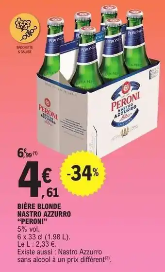 E.Leclerc BIÈRE BLONDE NASTRO AZZURRO “PERONI” offre