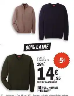 E.Leclerc PULL HOMME TISSAIA offre