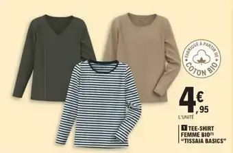 E.Leclerc TEE-SHIRT FEMME BIO TISSAIA BASICS offre