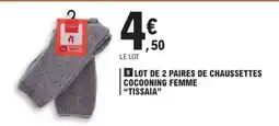E.Leclerc LOT DE 2 PAIRES DE CHAUSSETTES COCOONING FEMME 'TISSAIA' offre
