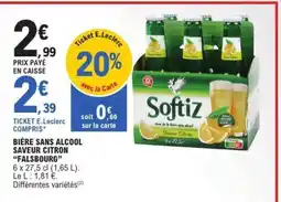 E.Leclerc Softiz Bière Sans Alcool Saveur Citron Falsbourg offre