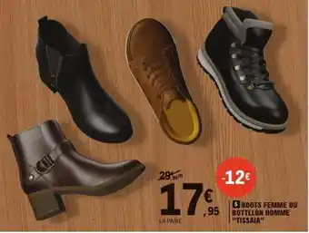 E.Leclerc 5 BOOTS FEMME OU BOTTLON HOMME TISSAIA offre