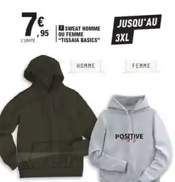 E.Leclerc Sweat Homme ou Femme 'Tissaia Basics' offre