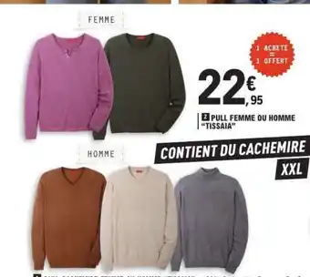 E.Leclerc 2 Pull Femme ou Homme 'TISSAIA' offre