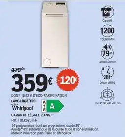 E.Leclerc Lave-linge top Whirlpool offre