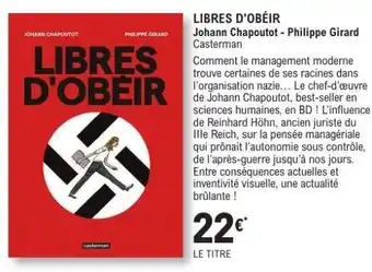 E.Leclerc LIBRES D'OBÉIR offre