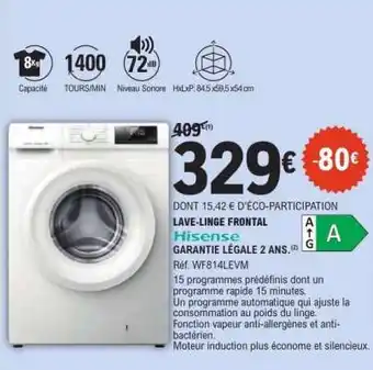 E.Leclerc Lave Linge Frontal Hisense offre