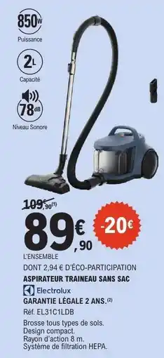 E.Leclerc ASPIRATEUR TRAINEAU SANS SAC offre