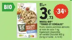 E.Leclerc MUESLI BIO 'TERRES ET CÉRÉALES' offre