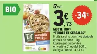 E.Leclerc MUESLI BIO 'TERRES ET CÉRÉALES' offre