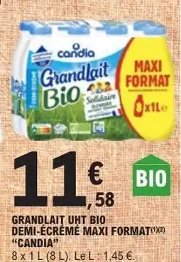 E.Leclerc GRANDLAIT UHT BIO DEMI-ÉCRÉMÉ MAXI FORMAT offre