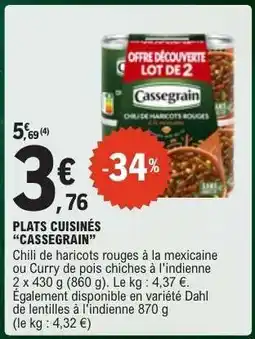 E.Leclerc PLATS CUISINÉS “CASSEGRAIN” offre