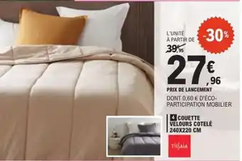 E.Leclerc Couette Velours Cotelé 240x220 cm offre