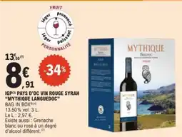 E.Leclerc IGP Pays d'Oc Vin Rouge Syrah 'Mythique Languedoc' offre