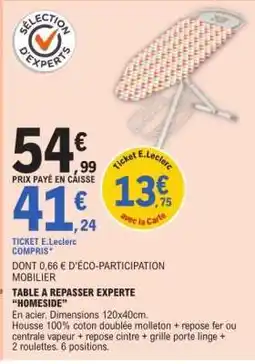 E.Leclerc TABLE A REPASSER EXPERTE HOMESIDE offre