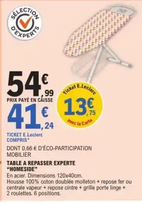 E.Leclerc TABLE A REPASSER EXPERTE HOMESIDE offre