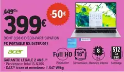 E.Leclerc PC PORTABLE NX.D4TEF.001 offre