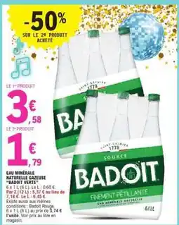 E.Leclerc Eau Minérale Naturelle Gazeuse 'Badoit Verte' offre