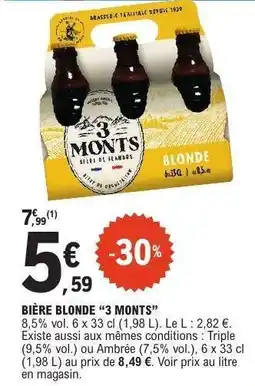 E.Leclerc Bière Blonde 3 Monts offre
