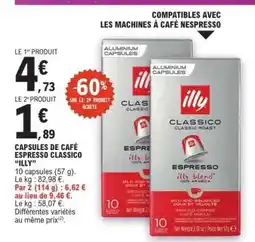 E.Leclerc CAPSULES DE CAFÉ ESPRESSO CLASSICO “ILLY” offre