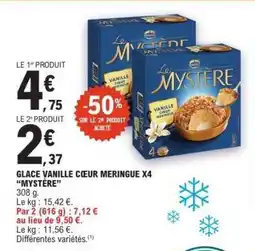 E.Leclerc GLACE VANILLE CŒUR MERINGUE X4 “MYSTÈRE” offre