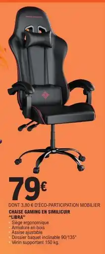 E.Leclerc Chaise Gaming en Similicuir 'Libra' offre