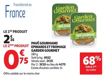Auchan GARDEN GOURMET Pavé gourmand epinards et fromage offre