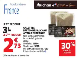 Auchan AUCHAN Galettes bretonnes à table en france offre