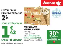 Auchan AUCHAN Cônes glacés vanille offre