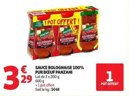 Auchan PANZANI Sauce bolognaise 100% pur boeuf offre