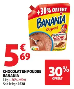Auchan BANANIA Chocolat en poudre offre