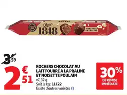 Auchan Rochers chocolat au lait fourré a la praline et noisette poulain offre