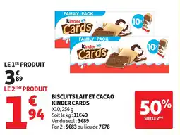 Auchan KINDER Cards biscuits lait et cacao offre
