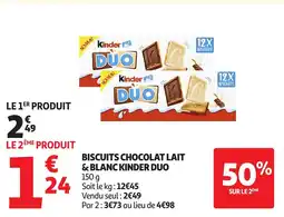 Auchan KINDER Duo biscuits chocolat lait & blanc offre