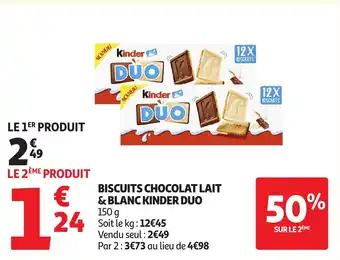 Auchan KINDER Duo biscuits chocolat lait & blanc offre