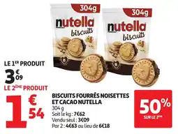 Auchan NUTELLA Biscuits fourrés noisettes et cacao offre