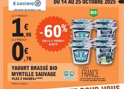 E.Leclerc Yaourt brassé bio myrtille sauvage offre