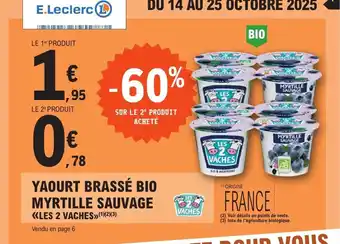 E.Leclerc Yaourt brassé bio myrtille sauvage offre