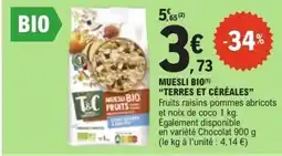E.Leclerc TERRES ET CÉRÉALES Muesli bio offre