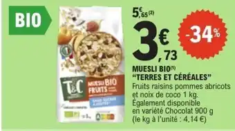 E.Leclerc TERRES ET CÉRÉALES Muesli bio offre
