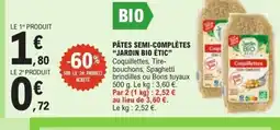 E.Leclerc JARDIN BIO ÉTIC Pâtes semi-complètes offre
