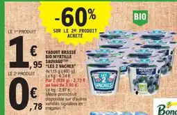 E.Leclerc LES 2 VACHES Yaourt brassé bio myrtille sauvage offre